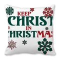 Housse de coussin Noël avec texte Keep Christ in Christmas et motifs flocons - 45x45 cm / Motif Keep Christ In Christmas (16)