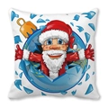 Christmas pillow cover with Santa Claus and blue ornament design on white background - 18x18 Inch / Santa Peeking from Hole (7)
