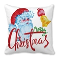 Merry Christmas pillowcase with watercolor Santa Claus and golden bells on white background - 18x18 Inch / Watercolor Santa and Bells Style (8)