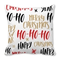 Housse de coussin de Noël minimaliste avec typographie festive Merry Christmas en blanc - Style Bénédictions Manuscrites Tricolores (6) / 45x45cm