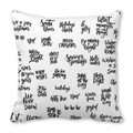 Détail de la housse de coussin peau de pêche avec imprimé calligraphie de Noël noir - Style de Calligraphie Noire Dense (7) / 45x45cm