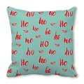 Détail de la taie d'oreiller de Noël bleu Tiffany avec motif festif rouge ho ho ho - Style d'Impression HO Bleu Tiffany (10) / 45x45cm