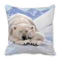 Square peach skin pillow case with polar bear and snow mountain oil painting - 18x18 Inch / Polar Bear Mother And Cub Snow Mountain (12)