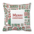 Détail de l'imprimé Merry Christmas sur tissu peau de pêche avec motifs géométriques rouges - Style Géométrique Ethnique Rouge et Vert (14) / 45x45cm