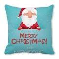 Square teal Christmas cushion featuring cartoon Santa Claus and Merry Christmas text - 18x18 Inch / Cyan Background Cartoon Santa Style (9)