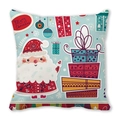 Details des blauen Weihnachtskissens mit Weihnachtsmann und Merry Christmas Print - Hellblauer Farbegeschenkkarton Weihnachtsmann Stil (19)