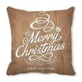 Vue détaillée du coussin Merry Christmas avec motif grain de bois rustique et imprimé - Style de Noël Grain de Bois Campagne Vintage (20) / 45x45cm