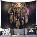 Detail of bohemian mandala dreamcatcher tapestry with feathers and mystic eye on starry sky - 150x150 / All-Seeing Eye Mandala Style (6)