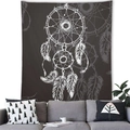 Dreamcatcher tapestry hanging above a grey sofa in a cozy interior living room - 150x150 / Double Ring Dreamcatcher Style (2)