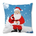 Christmas Santa Claus cartoon print pillowcase in soft peach skin fabric for sofa decor - 18x18 Inch / Santa in Night Snow (9)