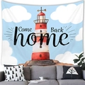 Lighthouse tapestry hanging above a grey sofa for a nautical themed home decoration - 3 / 100x70(Peach Skin)