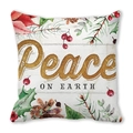 Dettaglio federa in pelle di pesca con stampa botanica natalizia Peace On Earth - 45*45cm / Design Botanico Peace On Earth (37)
