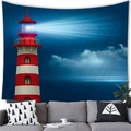 Detailed texture of nautic lighthouse wall tapestry hanging above a grey sofa - 5 / 100x70(Peach Skin)
