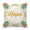 Dettaglio della federa natalizia con stampa BE JOYFUL IN Hope e motivi floreali colorati - 45*45cm / Design Floreale BE JOYFUL su Sfondo Bianco (35)