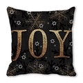 Dettaglio della fodera per cuscino natalizio nero con testo JOY dorato e fiocchi di neve - 45*45cm / Design JOY Oro su Sfondo Nero (34)