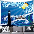 Detail of nautical lighthouse tapestry fabric and print texture hanging above a sofa - 7 / 100x70(Peach Skin)