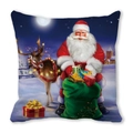 Christmas pillowcase with Santa Claus and reindeer illustration on peach skin fabric - 18x18 Inch / Santa in Snow Night Scene (12)