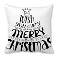 Coussin de Noël blanc en velours peau de pêche avec design de sapin festif - Style de Contour de Sapin de Noël en Mots (27) / 45x45cm