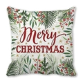 Dettaglio copricuscino natalizio con bacche rosse e stelle dorate su tessuto morbido - Bacche Bianco Sporco Buon Natale (22) / 45x45cm