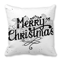 Housse de coussin blanche Joyeux Noël en peau de pêche avec typographie noire élégante - Style de Font Artistique Motif à Volutes Noir (32) / 45x45cm