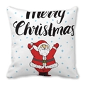 Merry Christmas throw pillow featuring Santa Claus illustration on white fabric - 18x18 Inch / Hand-painted Santa with Blue Dots Style (12)