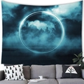 Abstract forest and glowing halo tapestry for wall decor in deep blue aesthetic - Mystic Forest Halo (11)