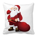 Christmas Santa Claus print throw pillow cover made of soft peach skin fabric - 18x18 Inch / Santa with Gift Bag (12)