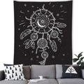 Starry night dreamcatcher tapestry with white feather details over a living room sofa - 150x130 / Moon Crescent Starry Style (9)