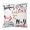 Housse de coussin carrée avec texte Merry Christmas rouge et noir sur tissu blanc - Style de Typographie Artistique Noir Rouge Or (21) / 45x45cm