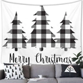 Tenture murale moderne avec sapin de Noël à carreaux noirs et blancs pour la décoration - 150x100(Peau de Pêche) / Sapin à Carreaux Noir et Blanc (2)