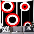 Tapiz moderno de círculos geométricos en rojo negro y blanco para pared salón - Estilo Piel de Melocotón Medio / Estilo Geométrico Moderno