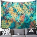 Tenture mandala aux motifs galaxie bleu et jaune pour une décoration de salon chaleureuse - 100x70(Peau de Pêche) / Motif 15