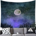 Starry forest night tapestry with moon and bird silhouettes for wall decoration - Starry Forest Moon Birds (9)