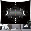 Meditating Buddha wall tapestry with chakra symbols and moon phases for boho home decor - Style 14
