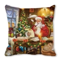 Peach skin pillow cover featuring vintage Santa Claus reading letters in his study - 18x18 Inch / Santa Reading in Study (16)