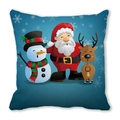 Christmas pillow with Santa Claus, Snowman and Reindeer on navy blue background - 18x18 Inch / Dark Blue Q-style Christmas Trio Style (16)