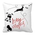 Détail de la taie d'oreiller de Noël avec silhouette du Père Noël et texte rouge - Style Silhouette Noire Père Noël (24) / 45x45cm