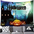 Tenture murale citrouille fantôme Happy Halloween pour décoration de salon festive - 100x70cm (Peau de pêche) / Château d'Halloween et citrouille (14)