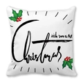Housse de coussin de Noël blanche avec texte noir et motifs de baies de houx - Style de Mot Artistique Noir Feuille de Houx (25) / 45x45cm