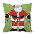 Green Christmas pillow cover featuring Santa Claus and Merry Christmas typography - 18x18 Inch / Grass Green Background Cartoon Santa Style (18)