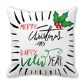 Housse de coussin blanche avec texte Merry Christmas rouge et vert en peau de pêche - Style Bénédiction de Noël Nouvel An Rouge Vert Noir (26) / 45x45cm