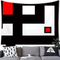 Arazzo da parete moderno astratto con motivi geometrici a strisce rosso nero e bianco - 100x70cm / Patchwork Geometrico Moderno