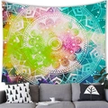 Tenture mandala bohème avec dégradé arc-en-ciel et motif de galaxie étoilée - 100x70(Peau de Pêche) / Motif 18