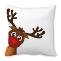 Détail de la taie d'oreiller blanche avec motif renne de Noël mignon et nez rouge vif - Renne Nez Rouge Peeking Dessin (39)