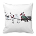 Détail de la taie d'oreiller en peau de pêche avec motif vintage du Père Noël et renne - Traîneau de Noël Vintage Américain (35)