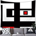 Arazzo geometrico moderno con blocchi nero bianco rosso per decorazione murale - 100x70cm / Blocchi Geometrici Mondrian