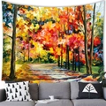 Artistic oil painting tapestry featuring an autumn forest path with orange leaves - 100x70cm / Autumn Forest Trail Style (16)