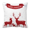 Détail de la taie d'oreiller de Noël avec rennes rouges sur tissu peau de pêche blanc - Silhouette Famille Renne Rouge (25)