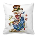Christmas snowman cushion cover in peach skin fabric with gift bag illustration - 18x18 Inch / Snowman with Gift Bag (21)