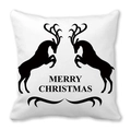 Housse de coussin Noël en peau de pêche avec silhouette de renne sur fond blanc - Souhaits Silhouette Renne Noir (18)
